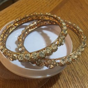 Gold Indian Rhinestone Bangle Set